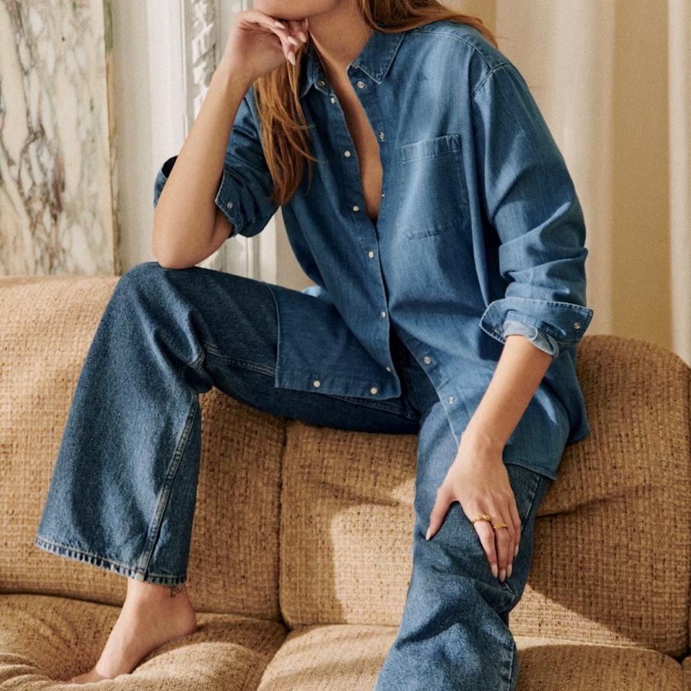 Sézane Max Shirt in Deep Blue